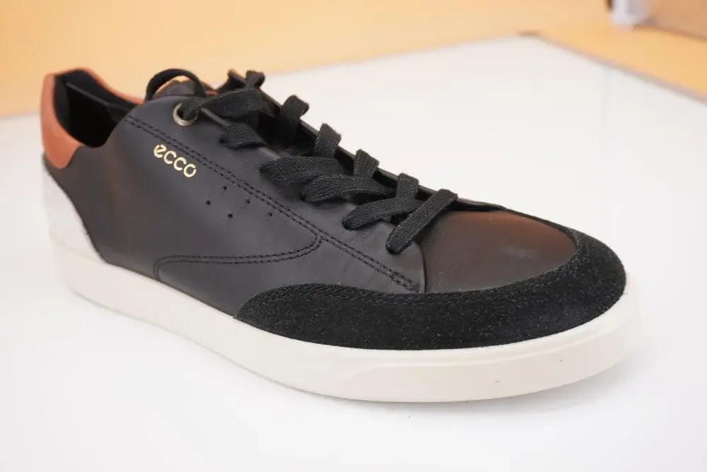 Ecco Womens Street Lite Luxe Leather Sneakers S Z 9 / 9.5 Black Brown Low Top